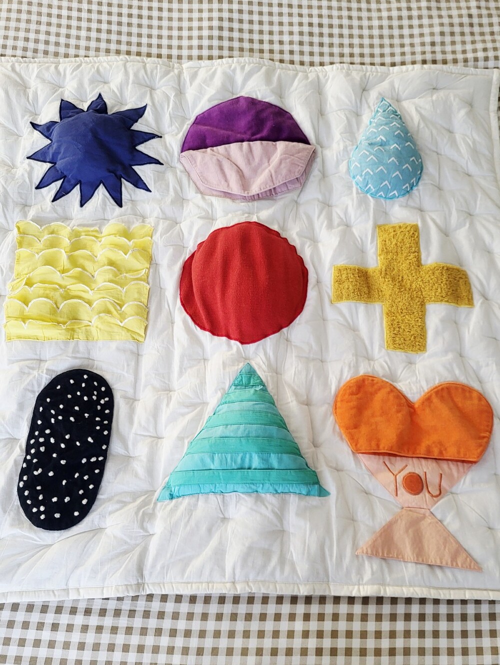 Land Of Nod + Crate And Barrel Shape Up Baby Quilted Activity Sensory Center Mat